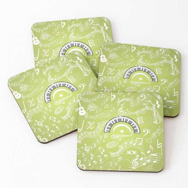Item preview, Musical Instruments Notation Symbols On Lime Gradient designed and sold by BrightrDayMusicArt.