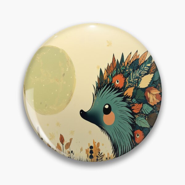 Item preview, Hadgehog at sunrise covered in autumn leaves designed and sold by BeatnikBuddha.