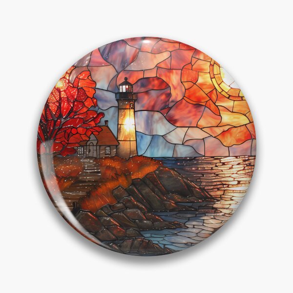 Item preview, Maine Coastal Autumn Sunrise Stained Glass  designed and sold by Matt's Artificial Nature.