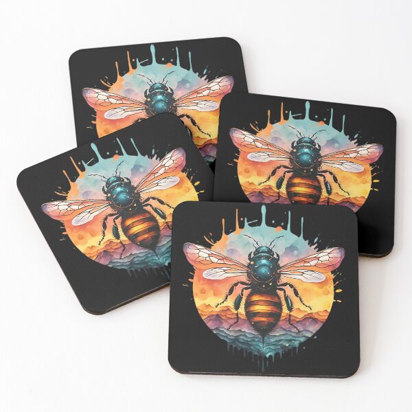 Item preview, Black bee on watercolor background designed and sold by Ann Miu Deluxe.