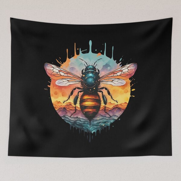 Item preview, Black bee on watercolor background designed and sold by Ann Miu Deluxe.