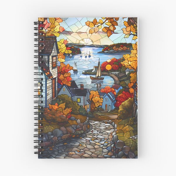 Item preview, Maine Coastal Village in Autumn Stained Glass designed and sold by Matt's Artificial Nature.