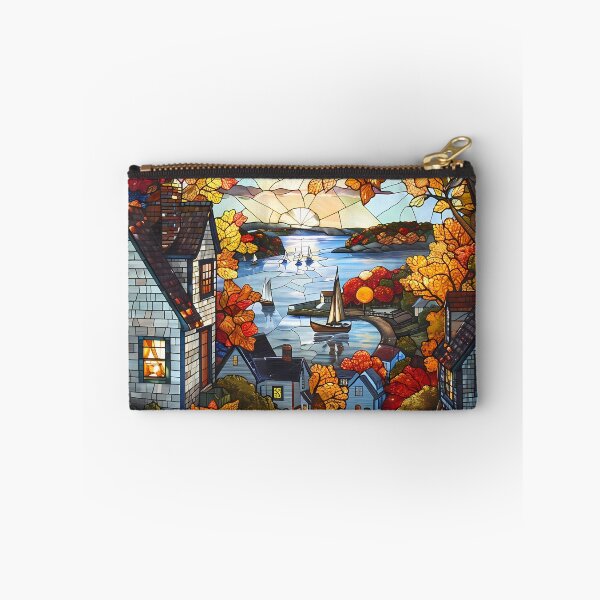Item preview, Maine Coastal Village in Autumn Stained Glass designed and sold by Matt's Artificial Nature.