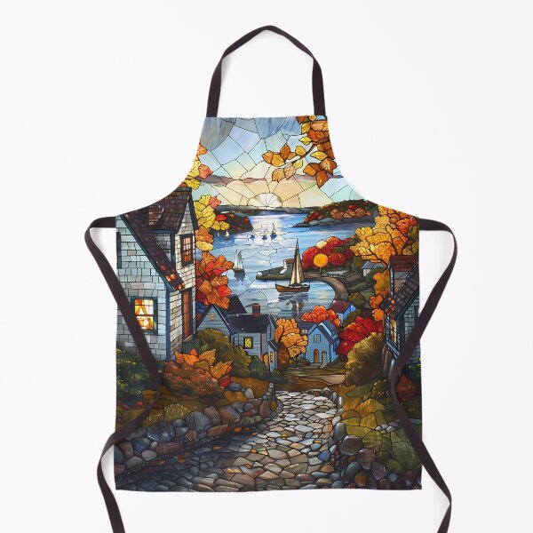 Item preview, Maine Coastal Village in Autumn Stained Glass designed and sold by Matt's Artificial Nature.