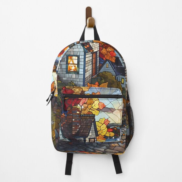 Item preview, Maine Coastal Village in Autumn Stained Glass designed and sold by Matt's Artificial Nature.