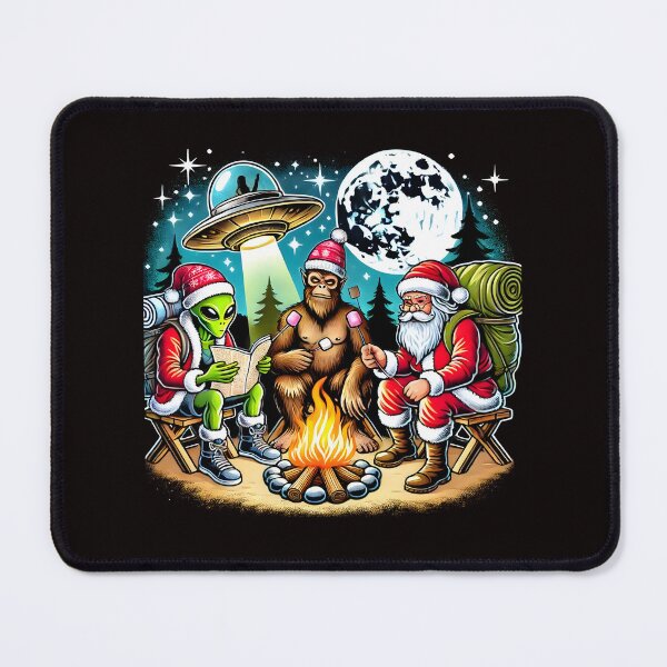 Item preview, Funny Alien Bigfoot and Santa Campfire UFO Adventure Christmas Gift for Hikers" designed and sold by DrawHandArt.