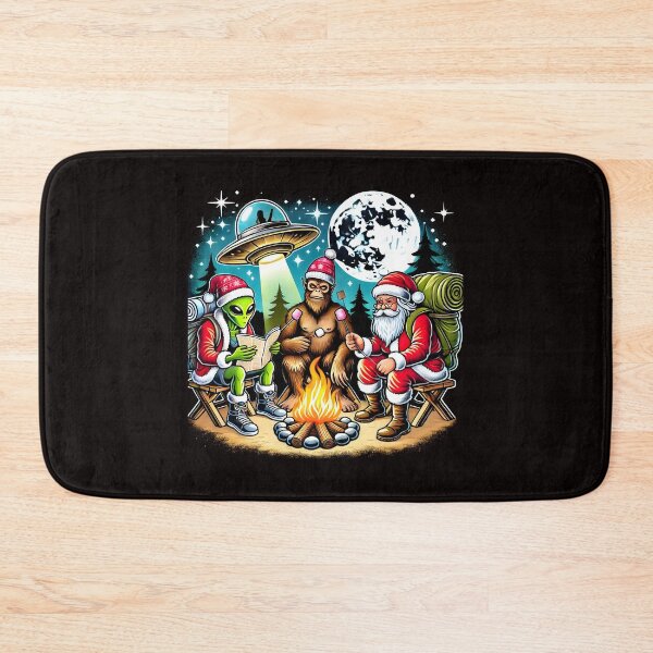 Item preview, Funny Alien Bigfoot and Santa Campfire UFO Adventure Christmas Gift for Hikers" designed and sold by DrawHandArt.