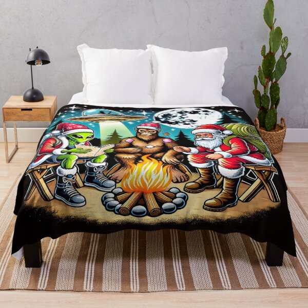 Item preview, Funny Alien Bigfoot and Santa Campfire UFO Adventure Christmas Gift for Hikers" designed and sold by DrawHandArt.