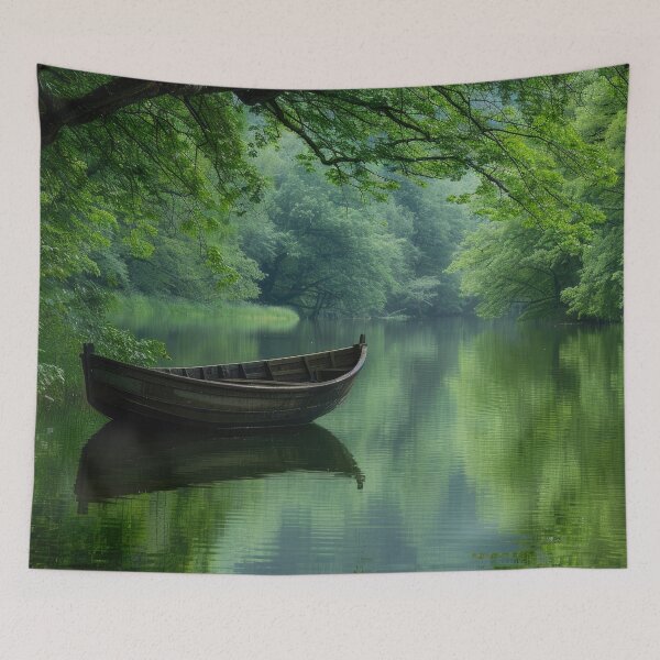 Item preview, Serene Boat on River designed and sold by Divinitree.