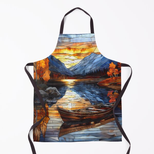 Item preview, New Hampshire Lake in Autumn Stained Glass Style designed and sold by Matt's Artificial Nature.