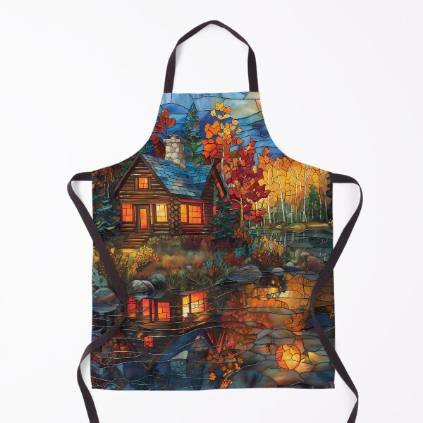 Item preview, New Hampshire Lake in Autumn Stained Glass Style designed and sold by Matt's Artificial Nature.