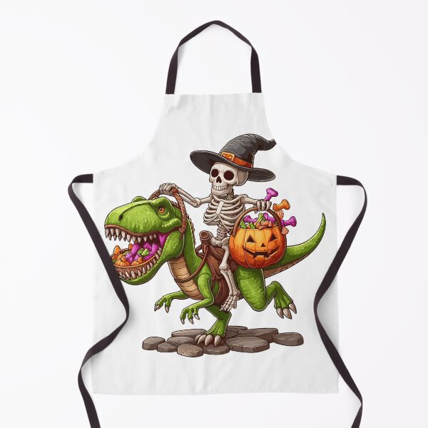 Item preview, Witch Skeleton Riding T-Rex with Halloween Candy designed and sold by Quirky Shirts.