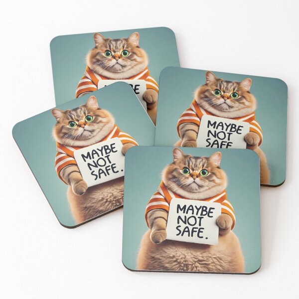 Item preview, Funny Cat Safety Warning Sign - Maybe Not Safe designed and sold by magicalshops.