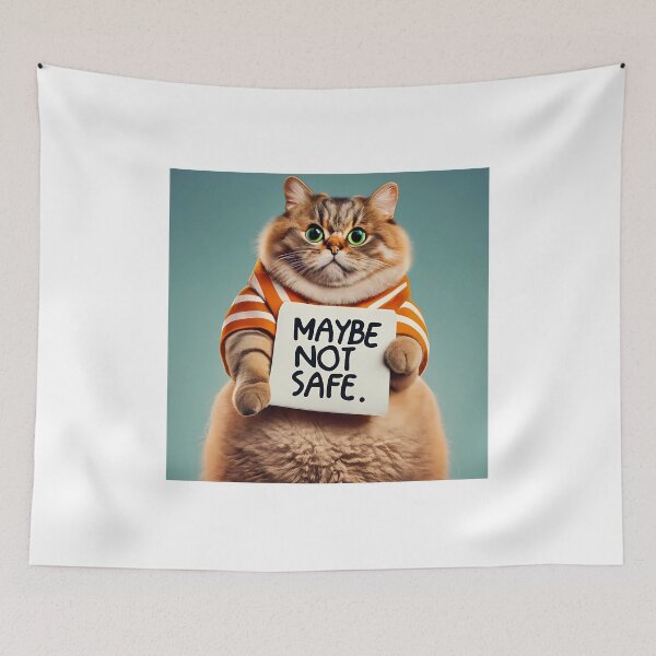 Item preview, Funny Cat Safety Warning Sign - Maybe Not Safe designed and sold by magicalshops.