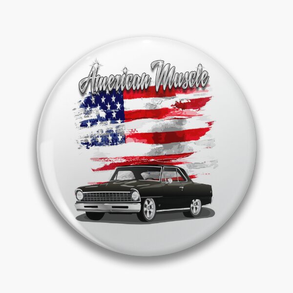 Artikelvorschau, 1967 Schwarzer Chevy Nova mit amerikanischer Flagge „American Muscle“ entworfen und verkauft von RPM-ART.