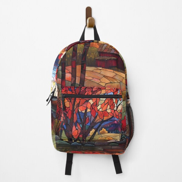 Item preview, Vermont Rustic Barn in Autumn Stained Glass Style designed and sold by Matt's Artificial Nature.