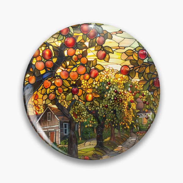 Item preview, Massachusetts Apple Orchard in Autumn Stained Glass Style designed and sold by Matt's Artificial Nature.