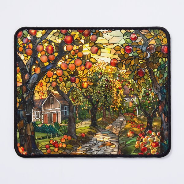 Item preview, Massachusetts Apple Orchard in Autumn Stained Glass Style designed and sold by Matt's Artificial Nature.