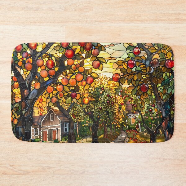 Item preview, Massachusetts Apple Orchard in Autumn Stained Glass Style designed and sold by Matt's Artificial Nature.