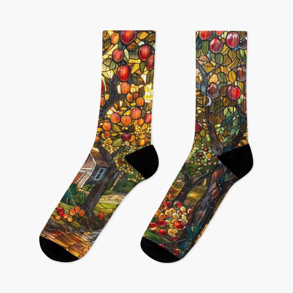 Item preview, Massachusetts Apple Orchard in Autumn Stained Glass Style designed and sold by Matt's Artificial Nature.