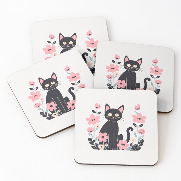 Item preview, Gato negro con flores designed and sold by RANDOMNESS.