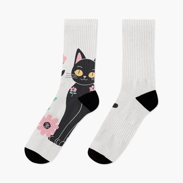 Artikelvorschau, Schwarze Katze mit Blumen entworfen und verkauft von RANDOMNESS.