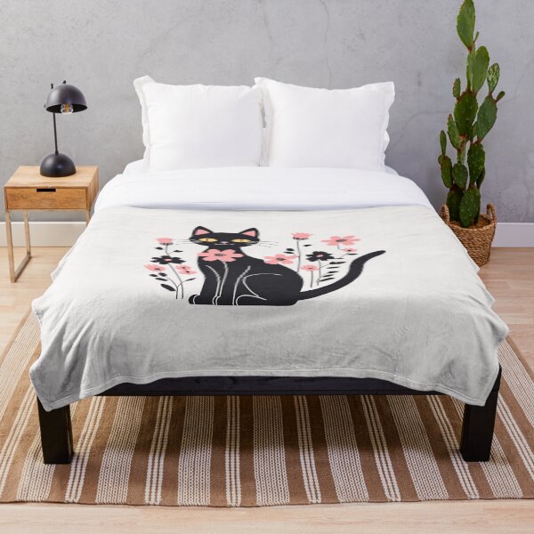 Aperçu de l'œuvre Chat noir avec des fleurs créée et vendue par RANDOMNESS.