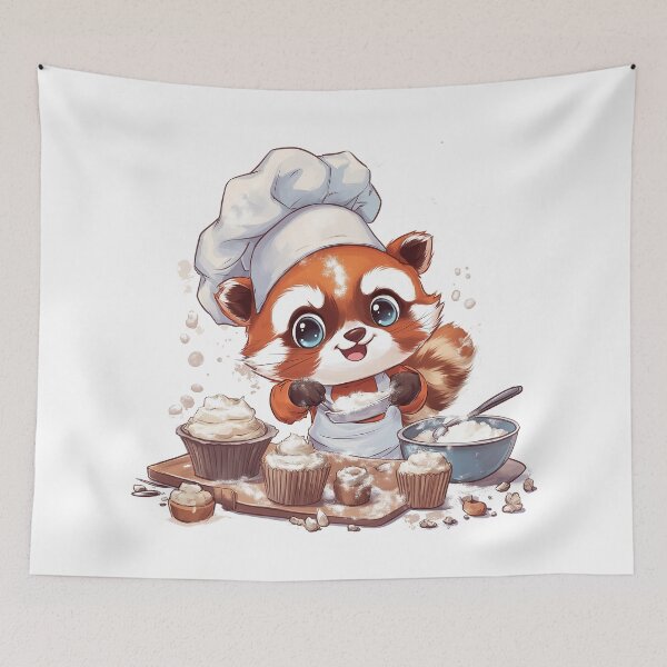 Item preview, Cartoon Red Panda Baking Giant Cupcakes, Covered in Flour designed and sold by supersanko.