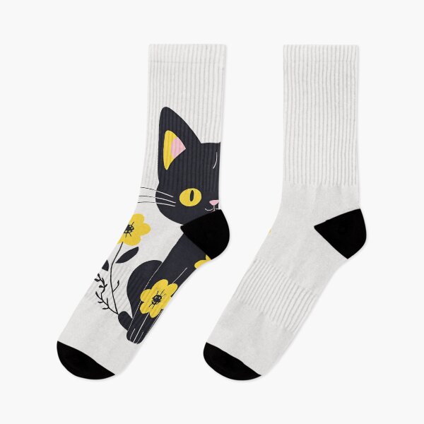 Item preview, Black cat with flowers  designed and sold by RANDOMNESS.