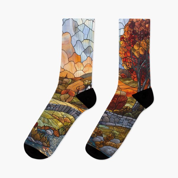 Item preview, Connecticut River Valley in Autumn Stained Glass Style designed and sold by Matt's Artificial Nature.