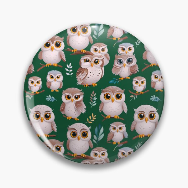Item preview, Cute owl and leaves pattern green white owls lover designed and sold by NiibDesigns.