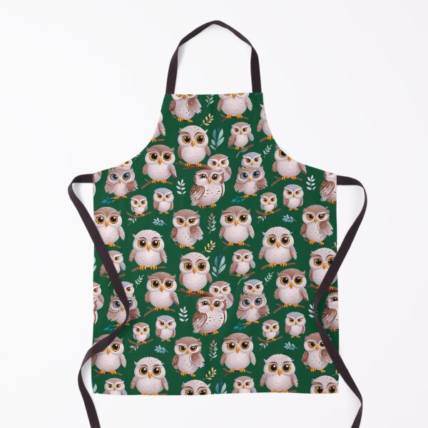 Item preview, Cute owl and leaves pattern green white owls lover designed and sold by NiibDesigns.