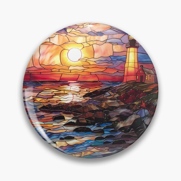 Artikelvorschau, Sonnenuntergang an der Küste von Connecticut im Herbststil der Glasmalerei entworfen und verkauft von Matt's Artificial Nature.