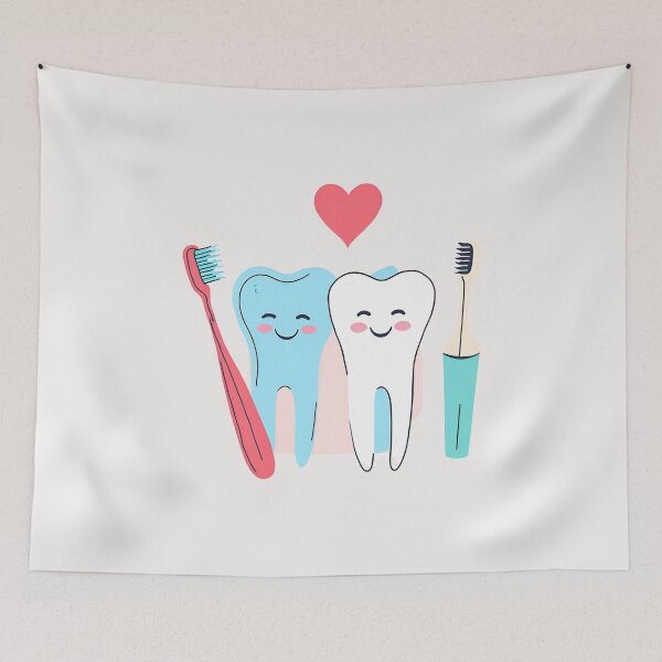 Aperçu de l'œuvre Dentiste pédiatrique – dent heureuse et souriante créée et vendue par RANDOMNESS.