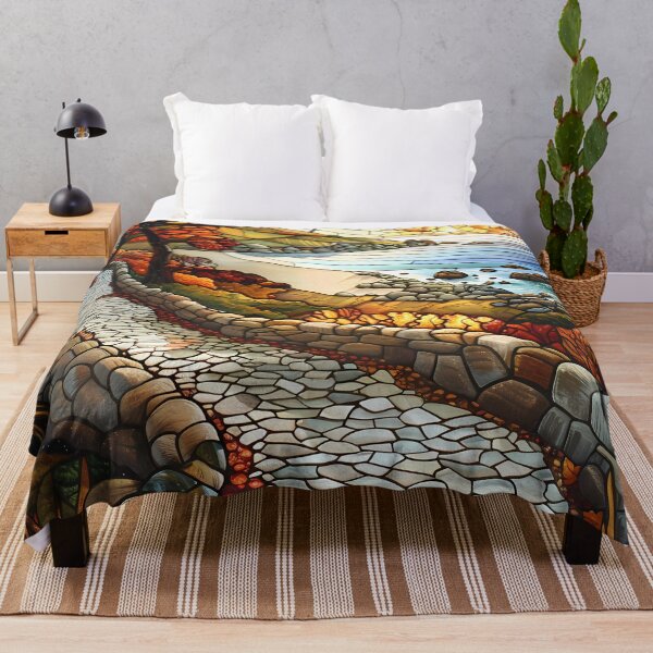 Item preview, Rhode Island Coastal Path in Autumn Stained Glass Style designed and sold by Matt's Artificial Nature.