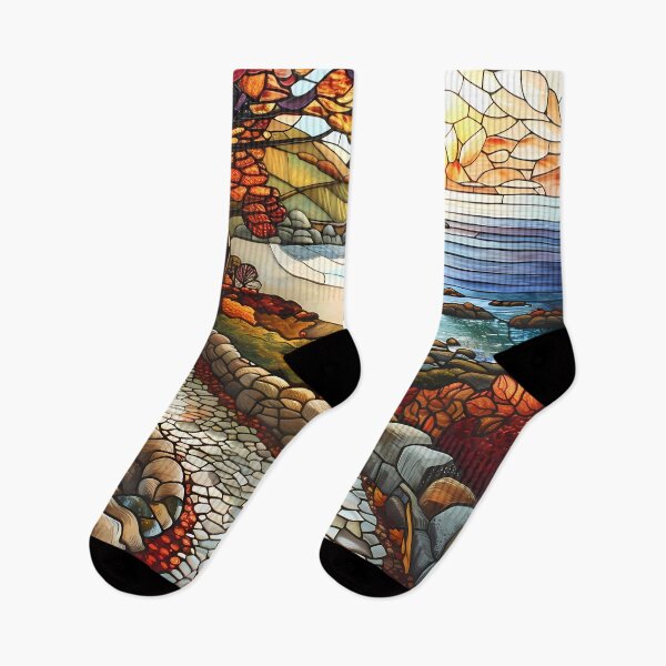 Item preview, Rhode Island Coastal Path in Autumn Stained Glass Style designed and sold by Matt's Artificial Nature.
