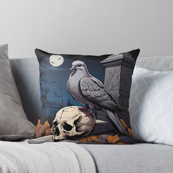 Item preview, Paloma sentada sobre una calavera en un cementerio designed and sold by JustCrazyPigeon.
