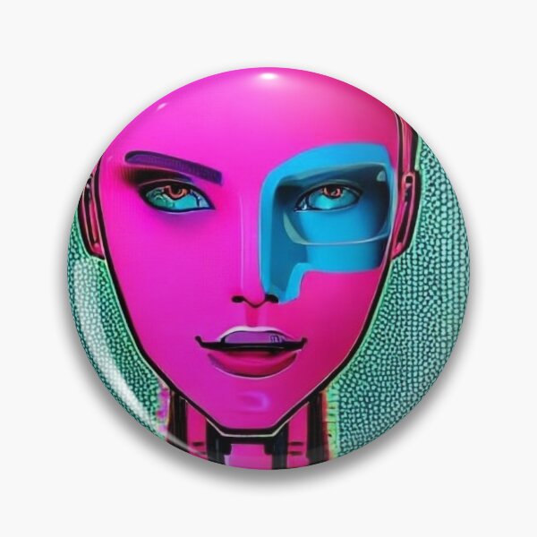 Artikelvorschau, Gesicht einer Roboterfrau, männlicher Haarschnitt entworfen und verkauft von NokenaDesign.