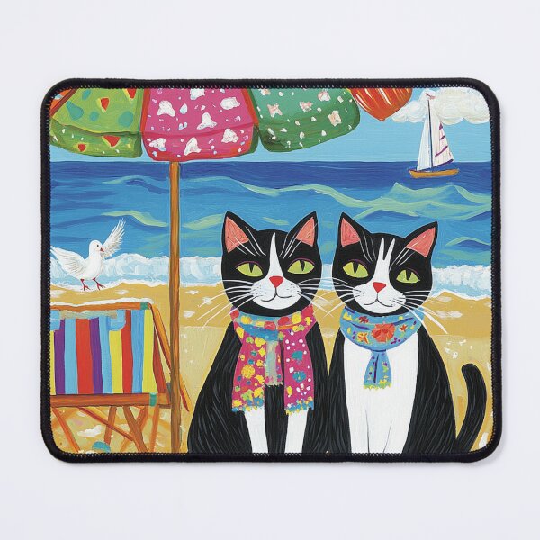 Aperçu de l'œuvre Journée à la plage avec des chats : une aventure estivale créée et vendue par Suzana Djordjevic.
