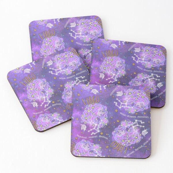 Item preview, Virgo: August 23 - September 22. Virgo Zodiac non directional print in alcohol ink and watercolor with simulated gold glitter accents. designed and sold by KariSmithDes.
