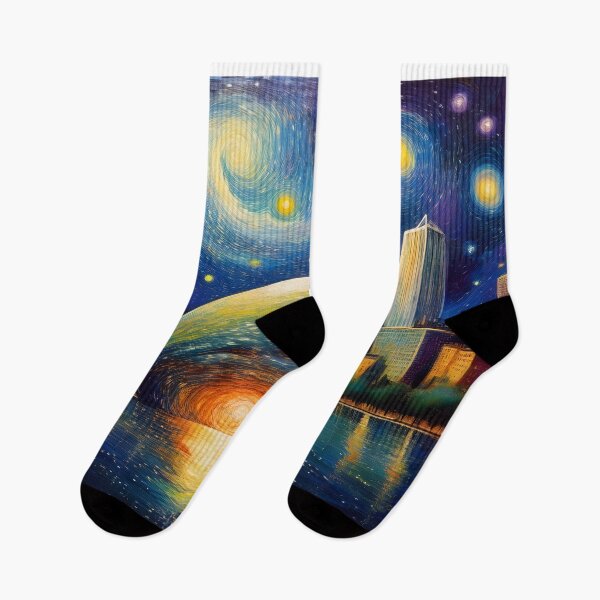 Item preview, Starry Night Chicago Art Print | Van Gogh Inspired Willis Tower & Bean Digital Artwork | Vibrant Skyline with Cloud Gate designed and sold by DesignAnother.