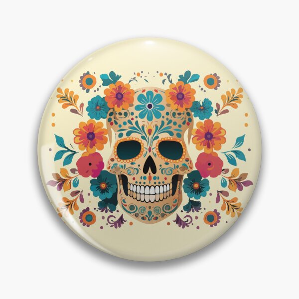 Item preview, Happy skull surrounded by flowers designed and sold by WDDesignShop.