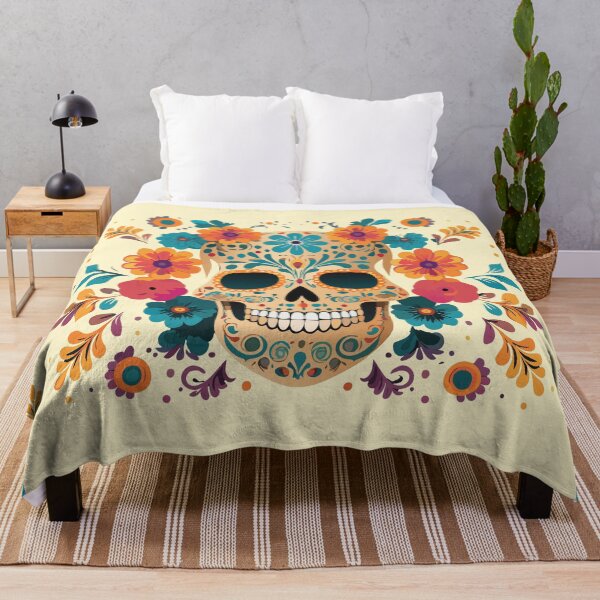 Item preview, Happy skull surrounded by flowers designed and sold by WDDesignShop.