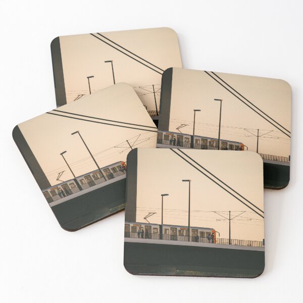 Item preview, Tram on the bridge in the evening light designed and sold by rhosbahu.