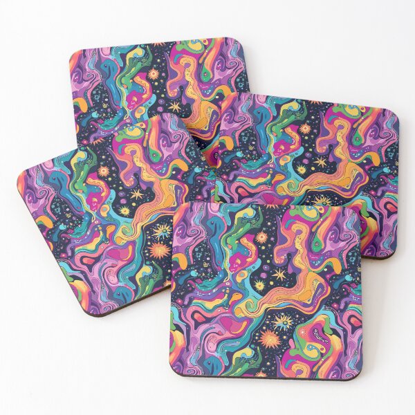 Item preview, Psychedelic Abstract Curves Pattern - Bright Colors in Magenta, Blue, Yellow and Black designed and sold by Raul Divaine.