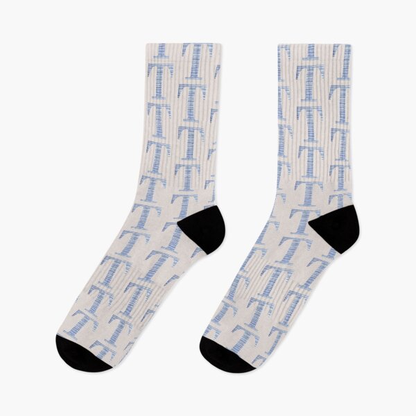 Item preview, Letter T Blue Watercolor Stripes Monogram Initial designed and sold by theartofvikki.
