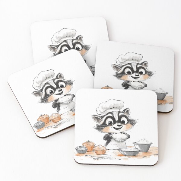 Item preview, Cartoon Raccoon Baking Giant Cupcakes, Covered in Flour designed and sold by supersanko.
