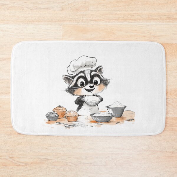 Item preview, Cartoon Raccoon Baking Giant Cupcakes, Covered in Flour designed and sold by supersanko.