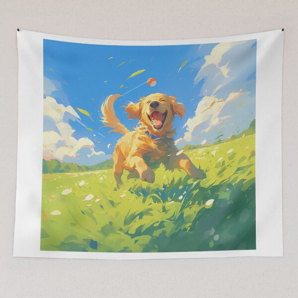 Item preview, Playful Golden Retriever Catching Ball on Green Field designed and sold by Christian Weiss.
