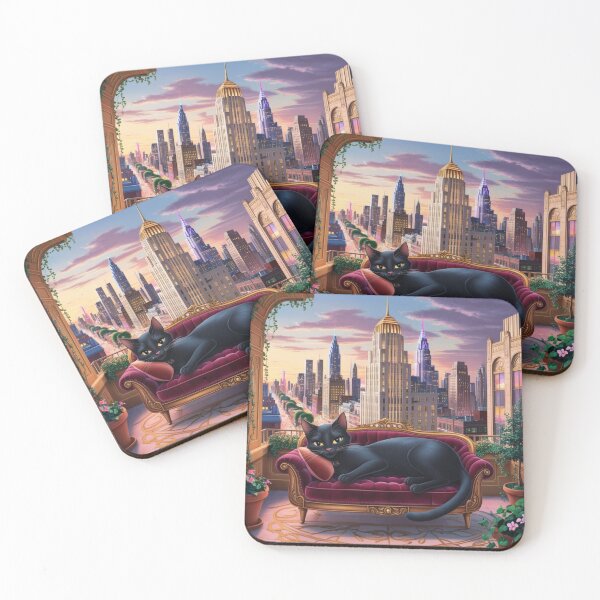 Item preview, Urban Rooftop Bliss with Black Cat designed and sold by VibeTwist.